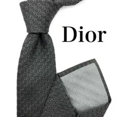 【美品】Dior ディオール ネクタイ ロゴ 小紋柄 ブラック グレー 黒 灰色