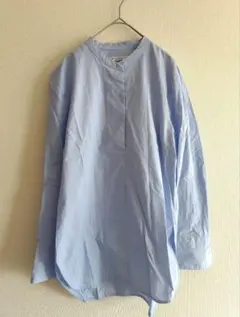 ビューティー＆ユース　コットンタイプライター スキッパー チュニック　ブルー