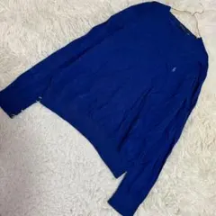 POLO RALPH LAUREN ワンポイントニット ブルー L キレイめ