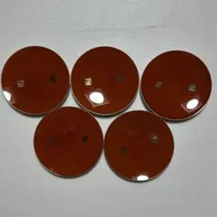 山中漆器　天然木　銘々皿　赤い漆器皿5枚セット　和菓子・和食用取り皿　レトロ