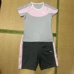 PUMA スポーツスタイル ジャージ上下セット Mサイズ グレー/ピンク