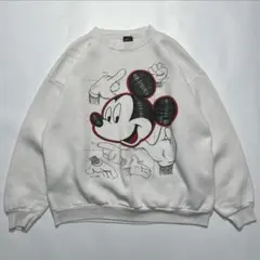 90s ディズニー USA製 スウェット XL 白 ハンドサイン 6218B
