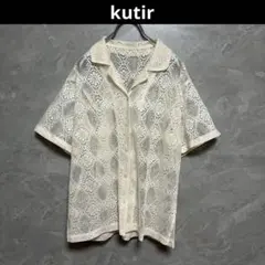 美品 kutir クティール 総レース 半袖シャツ オープンカラー 白 Fのサムネイル