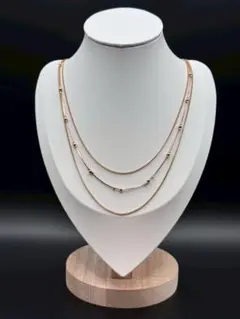 ピンクゴールドカラー 3連チェーン ネックレス レディース アクセサリー