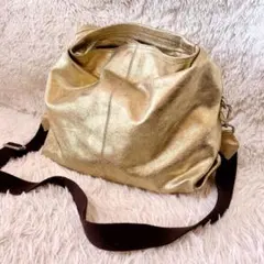 FLRLA フルラ3WAYショルダーバッグ ハンドバッグ　箔ゴールドレザー