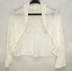 ホワイト レース編み ボレロカーディガン