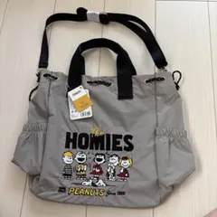 スヌーピー　ナイロン刺繍巾着バッグ