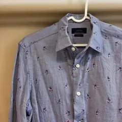 ZARA MAN アイスホッケー柄 長袖シャツ スリムフィット
