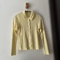 UNIQLO リブ編み 長袖ニット L イエロー