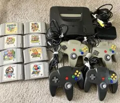 【動作確認済】N64本体セット ソフト8本 コントローラー4本