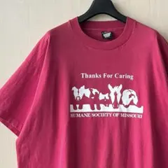 90s USA製古着　ヴィンテージ　Tシャツ　動物愛護団体　両面プリント　足跡のサムネイル