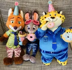 ズートピア10周年 ジュディ ニック クロウハウザー ぬいぐるみ 3点セット