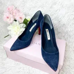 ダイアナ　DIANA ネイビー スエード 赤　ハイヒール　ポインテッドトゥ　小柄