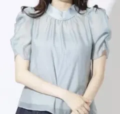 本日限定価格！WILLSELECTION バックリボン半袖トップス ブルーグレー