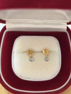 K18アクアマリンゴールドピアス