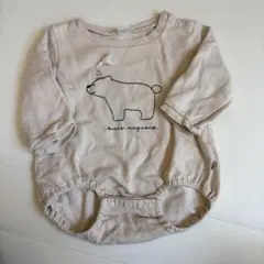 Cottoli クマ刺繍ロンパース ベージュ