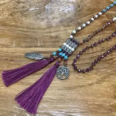 在庫処分セール アジアン エスニック ネックレス ビーズ フリンジ N-50