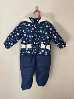子ども用 ネイビー 猫プリントスキーウェア 95サイズ
