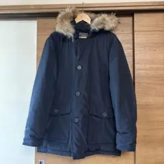 ネイビー ダウンジャケット ファー付き　イタリア製　M
