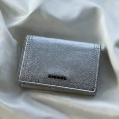 【極美品】DIESEL ディーゼル 三つ折財布 シルバー ミニウォレット