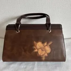 花柄エンボス加工 ボックス型ハンドバッグ