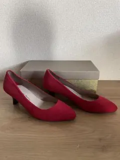【新品未使用】赤 スエードポインテッドトゥパンプス 23.5cm