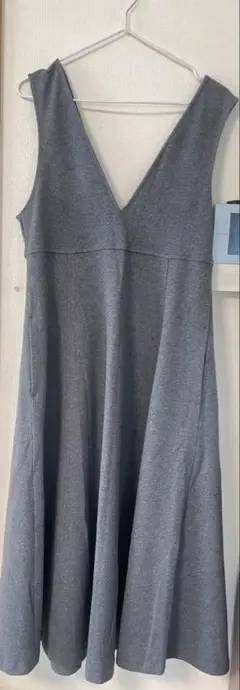 【グレー】ブラッシュドジャージージャンパースカート　M