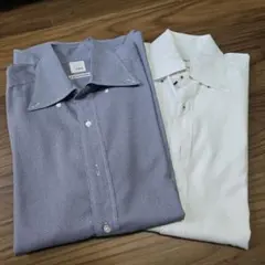 美品　imz メンズワイシャツ　2枚セット　チェック柄&白無地