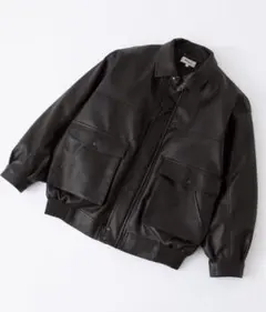 リラックスフィット ブラックレザージャケット