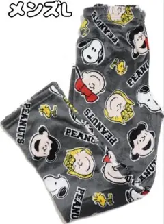 スヌーピー　ファミリー　フランネル　ルームパンツ　パジャマ　メンズL　チャコール
