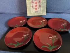 村上木彫堆朱 茶托 5客セット 箱入り - メルカリ