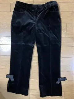 M's GLACY ベロアパンツ　アンクル丈　ブラック　38号　美品
