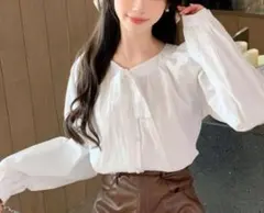SHEIN リボン白ブラウス M