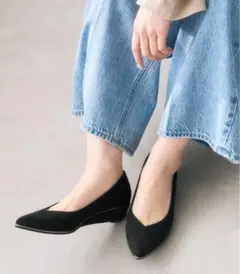 [LE TALON] 3.5cm メタルラインウェッジ パンプス ブラック 24