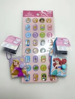 ディズニープリンセス ストーンシール・ミニブックメモキーホルダーセット