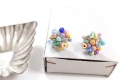 533.糸 後染めアクセサリー ビーズ刺繍 金具選択可能 染め物