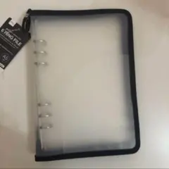 A5 6リングファイル　バインダー　黒　ブラック　ジッパー付き　シール帳