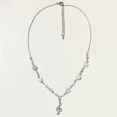 ハンドメイド ネックレス 水色×音符 ウィッシュコア フェアリーグランジ