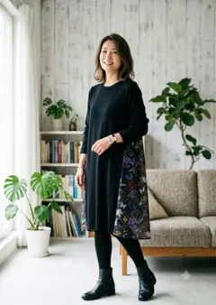 iS ScoLar（イズスカラー）長袖ワンピース タロットモチーフ・花柄切替のサムネイル