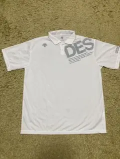 DESCENTE ホワイト ポロシャツ　Oサイズ