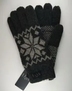 ELLE　ウール混ニット手袋　グレー