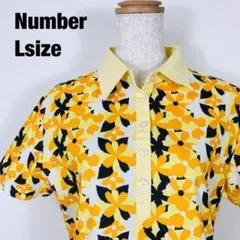 Number ナンバー 花柄模様 ゴルフシャツ イエロー　J5のサムネイル