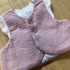 USED品　ベビーベスト ピンク 60~70cm アプレレクール　可愛い　ガーゼ