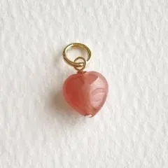 インカローズ　天然石　ネックレスチャーム　ペンダント　ハート　ピンク　14kgf