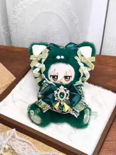 ぬい服 10cm ちびぐるみ おすわり可愛いレース リボンニャンコ 着せ替え服