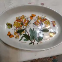 メ*ミ様 花と蝶の楕円形皿