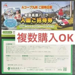 城島高原パーク 入園ご招待券 1枚のサムネイル