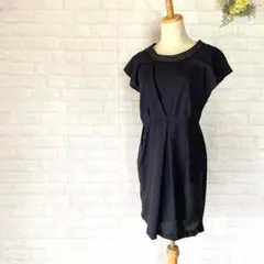 スコットクラブ　ノースリーブワンピース　ネイビー　ラメ　紺　きれいめ　フォーマル