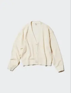 美品　ユニクロ　メッシュVネックショートカーディガン　オフホワイト　Mサイズ