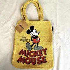新品 ディズニー ミッキー レトロ トートバッグ ジャガード 黄色